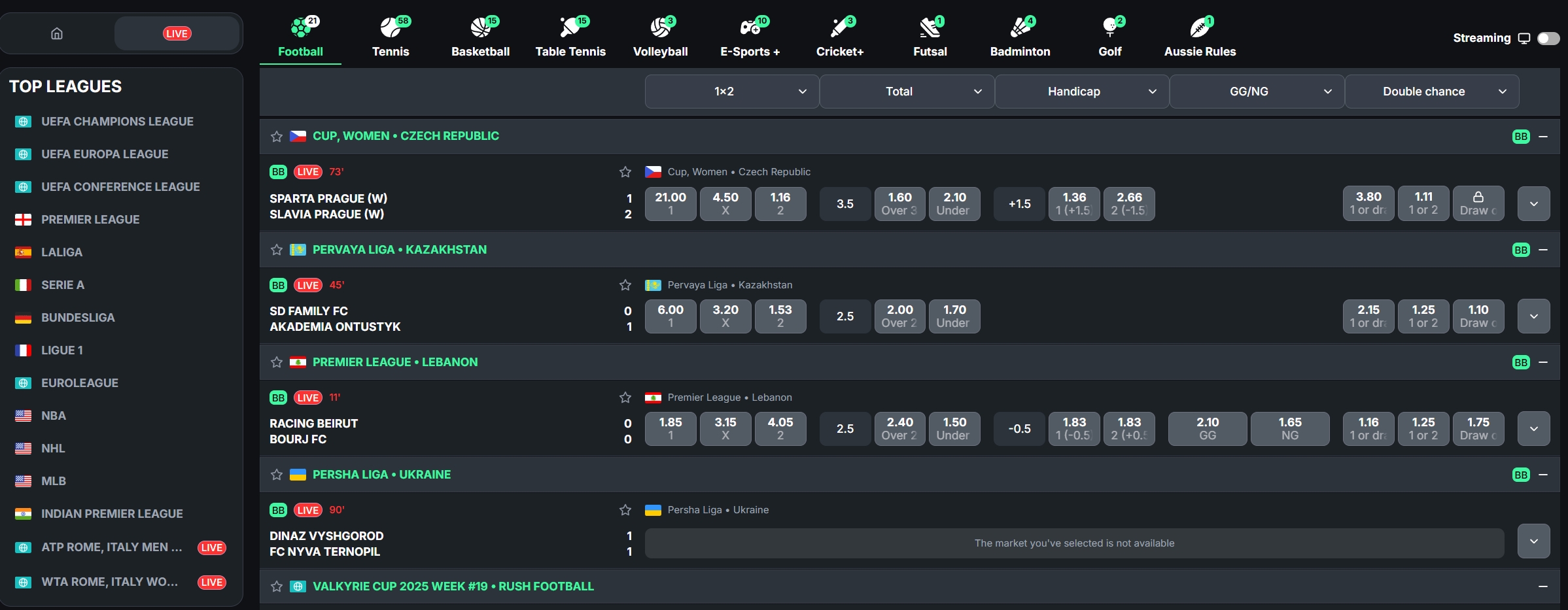KinBet Live Betting